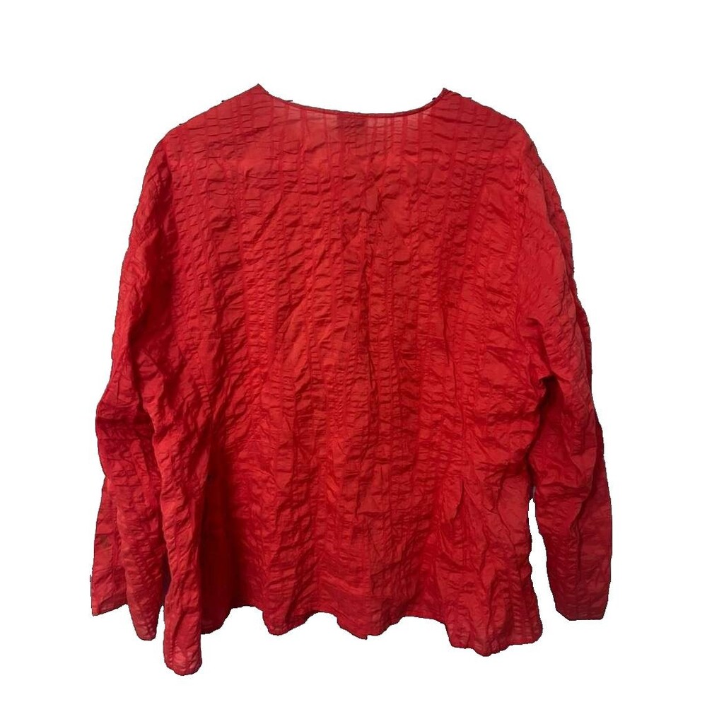 Eileen Fisher Button Down Blouse Women's 1X Orange Long Sleeves - Picture 4 of 7